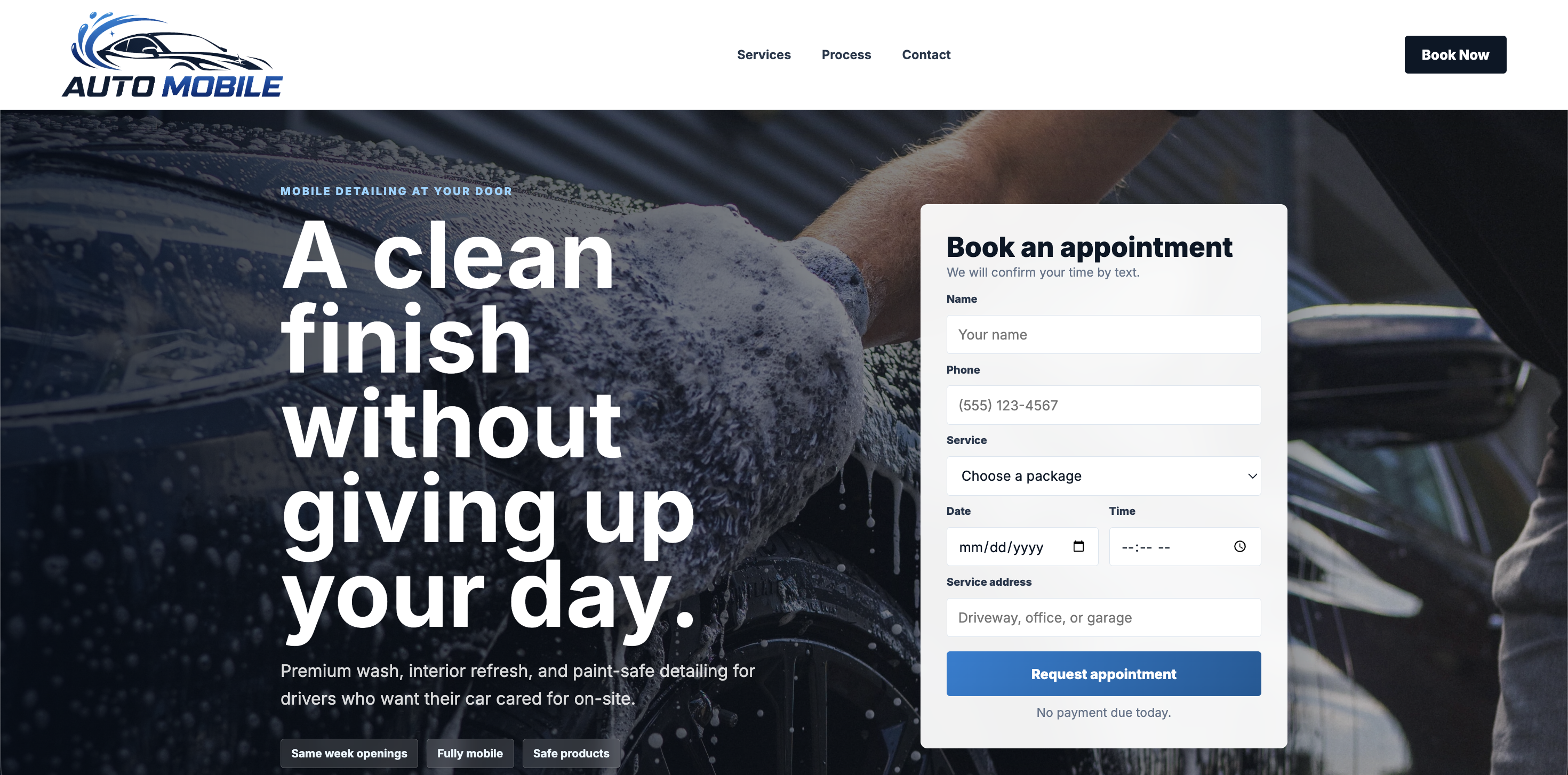 Modern auto detailing business website concept designed by Claro Digital